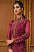 Wine Maroon Embroidered...