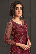 Light Maroon Embroidered...